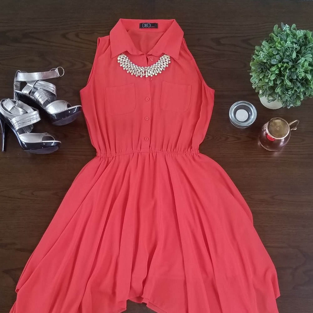 red asymmetrical dress